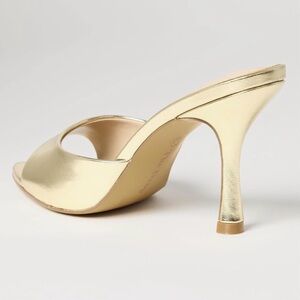 Women’s The Drop Elegant Gold Mules High Heel Shoes Sz 7 Slipons Square Heel